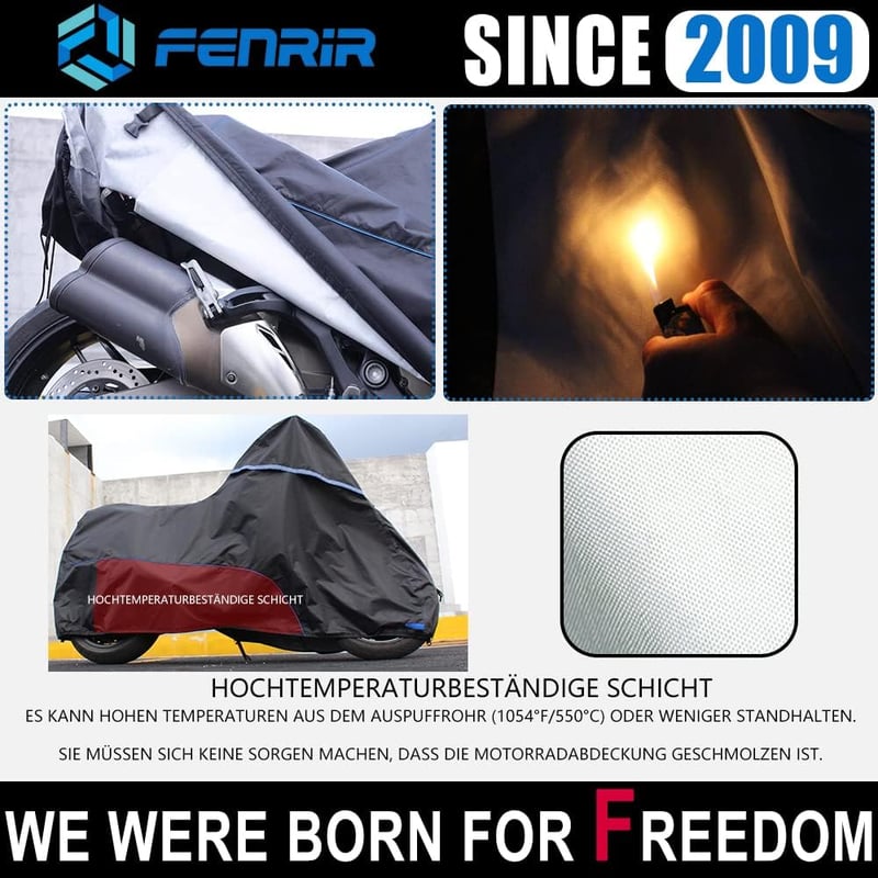 FENRIR 220 cm Motoros Ponyva Vízálló Motorkerékpár Takaró Kültéri Beltéri Használat