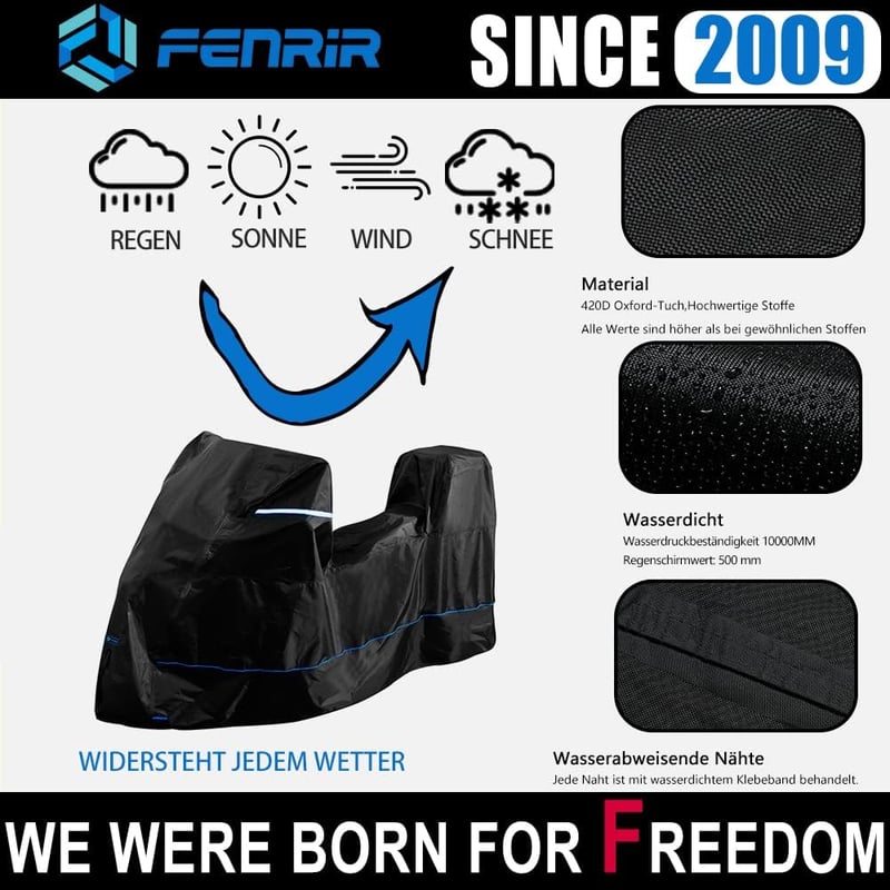 FENRIR 420D Oxford Motoros Ponyva Vízálló Motorkerékpár Takaró Szellőzéses Hővédett