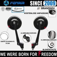 FENRIR E Jóváhagyott Motorkerékpár Visszapillantó Tükör Anti-Glare Fekete Retro CNC 2