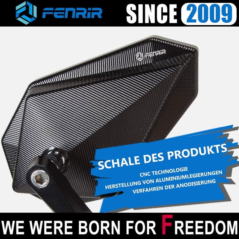 FENRIR E24 Motorkerékpár Visszapillantó Tükör CNC Fekete E-Jóváhagyott
