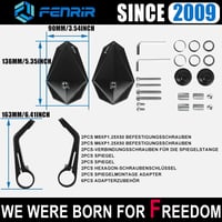FENRIR E24 Motorkerékpár Visszapillantó Tükör CNC Fekete E-Jóváhagyott 5