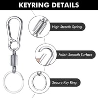 Fentar 10 db Karabiner Kulcstartó Cink Ötvözet Rozsdamentes Fekete Ezüst 4