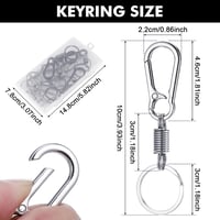 Fentar 10 db Karabiner Kulcstartó Cink Ötvözet Rozsdamentes Fekete Ezüst 2