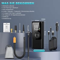 Feolaviy Elektromos Kompresszor 150 PSI - Akkumulátoros Pumpa 10000 mAh, Digitális LCD Kijelzővel, LED Lámpával, Autó/Kerékpár/Labda Felfújá 8
