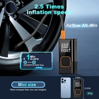 Feolaviy Mini Elektromos Pumpa 6000 mAh Akkumulátorral - 150 PSI Hordozható Kerékpár Kompresszor LED Lámpával - Újratölthető Pumpa Biciklire 2