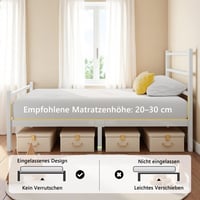 Feonase kovová jednolôžková posteľ s čelom a priehlavkom, biela, 90x200 cm, jednoduchá montáž, veľký úložný priestor 7