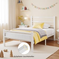 Feonase kovová jednolôžková posteľ s čelom a priehlavkom, biela, 90x200 cm, jednoduchá montáž, veľký úložný priestor 3