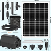 FEOXSHAL Solarna pumpa za vrtno jezerce 25W, protok 1700 L/H, 4 vrste mlaznica, produžni kabel od 4M, filtarska vrećica, vrtna fontana, jezerce, akvarij, slap 7