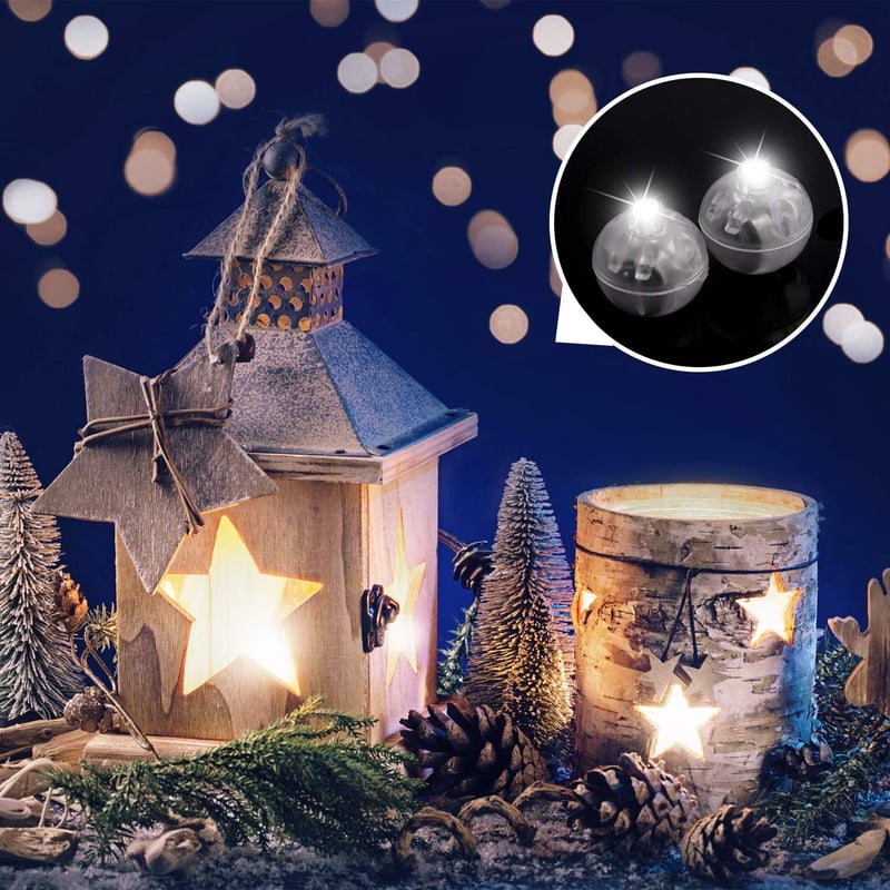 FEPITO 100 db Mini LED Világító Lufi Fehér Lámpa Parti Dekoráció Karácsony Halloween - 100 Pcs