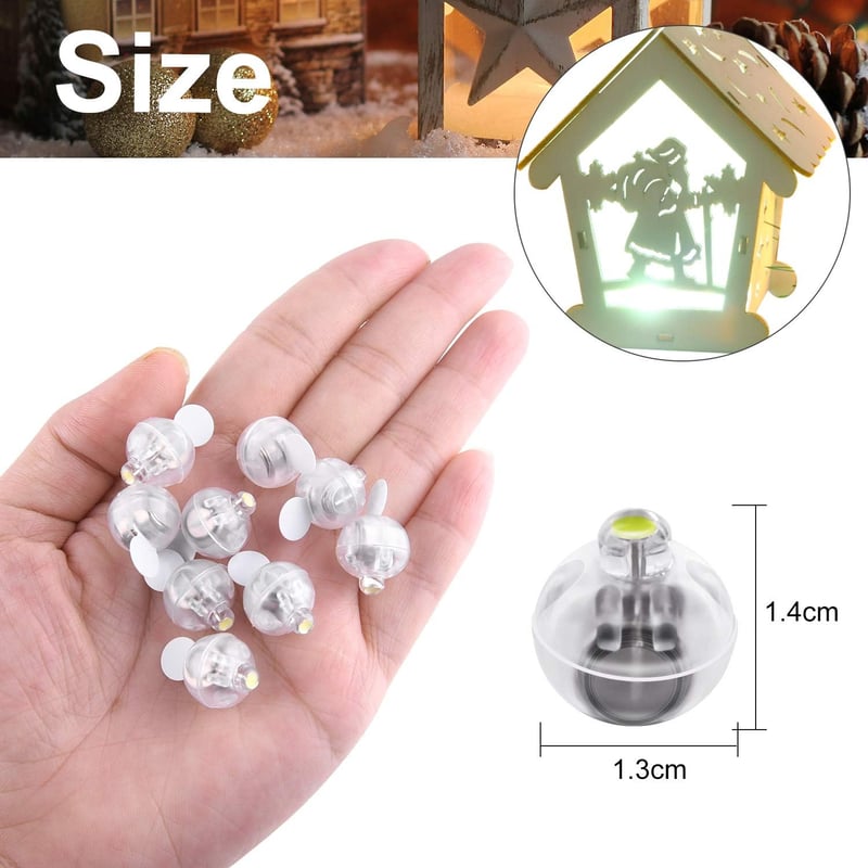 FEPITO 100 db Mini LED Világító Lufi Fehér Lámpa Parti Dekoráció Karácsony Halloween - 100 Pcs