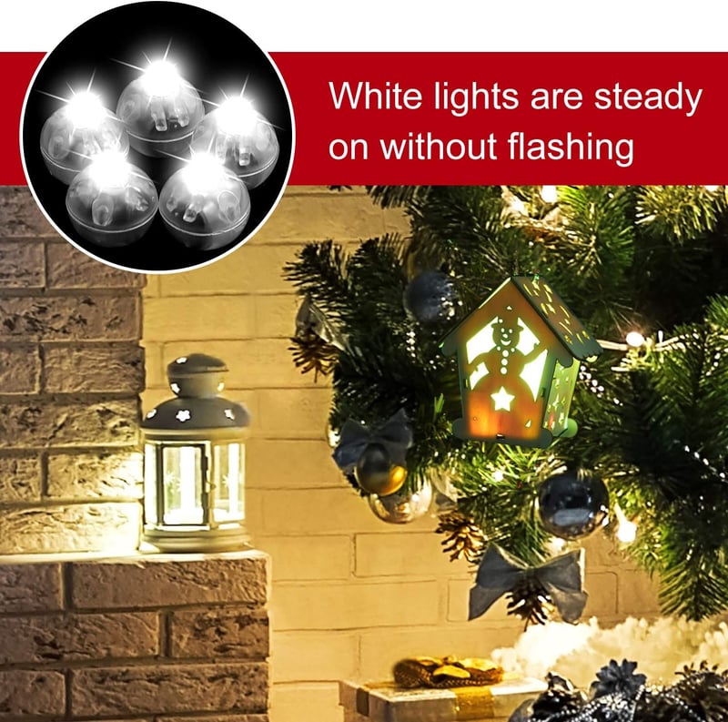 FEPITO 100 db Mini LED Világító Lufi Fehér Lámpa Parti Dekoráció Karácsony Halloween - 100 Pcs