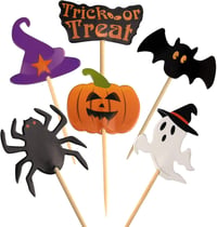 FEPITO Halloween Cupcake Toppers 60 db Fogvájó Dekoráció Tortához Partira 1