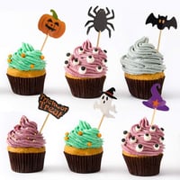 FEPITO Halloween Cupcake Toppers 60 db Fogvájó Dekoráció Tortához Partira 6