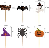 FEPITO Halloween Cupcake Toppers 60 db Fogvájó Dekoráció Tortához Partira 2