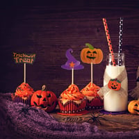 FEPITO Halloween Cupcake Toppers 60 db Fogvájó Dekoráció Tortához Partira 3
