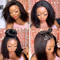 Fereowth 40cm Afro Straight Valódi Hajparóka Nőknek, 180% Sűrűség, Fekete 9
