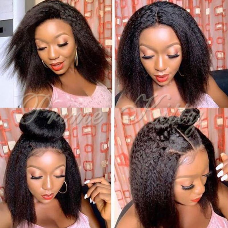 Fereowth 40cm Afro Straight Valódi Hajparóka Nőknek, 180% Sűrűség, Fekete