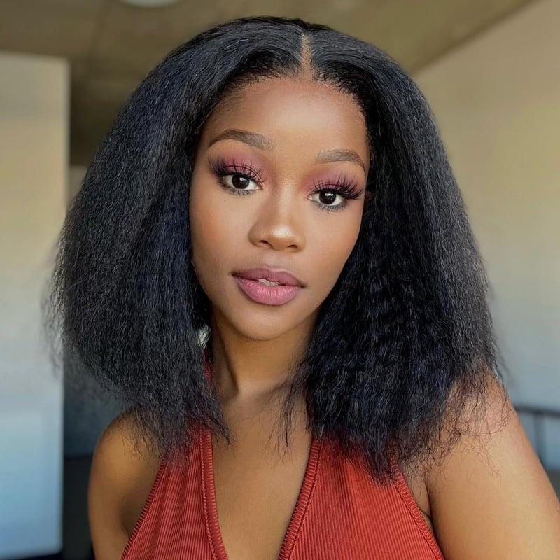 Fereowth 40cm Afro Straight Valódi Hajparóka Nőknek, 180% Sűrűség, Fekete
