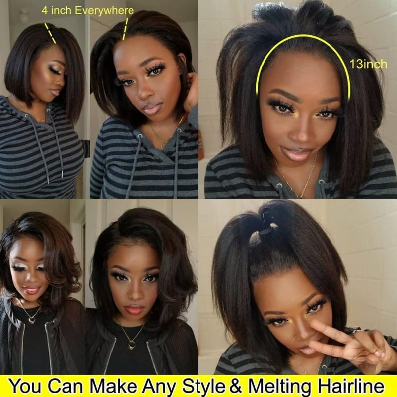 Fereowth 40cm Afro Straight Valódi Hajparóka Nőknek, 180% Sűrűség, Fekete