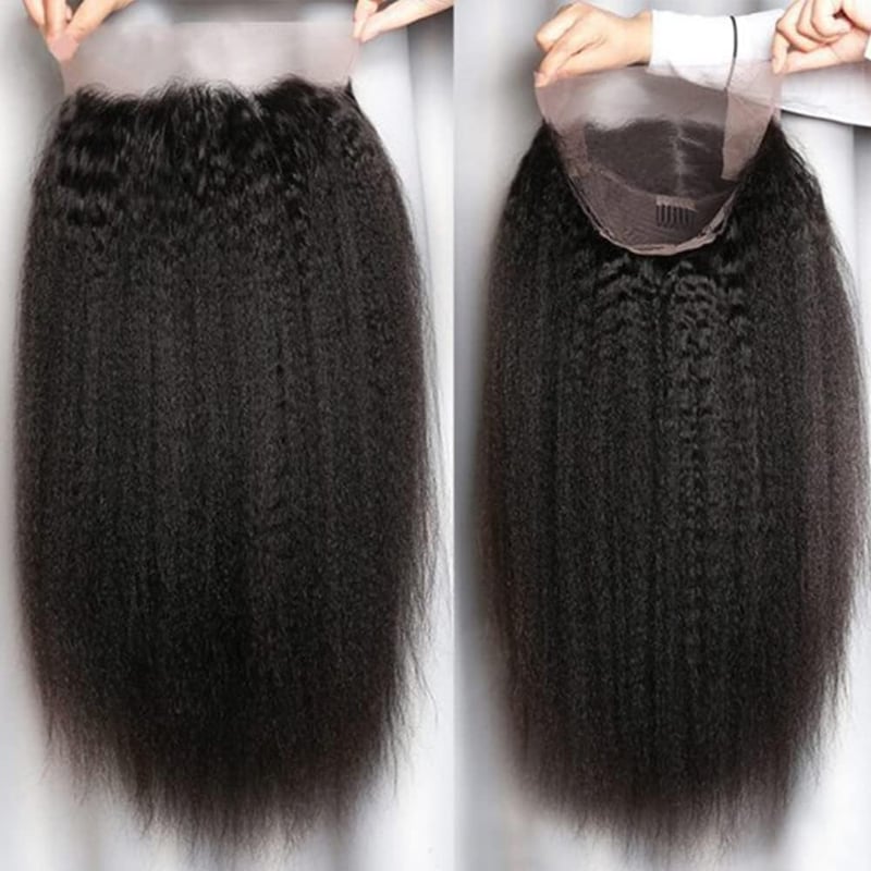 Fereowth 40cm Afro Straight Valódi Hajparóka Nőknek, 180% Sűrűség, Fekete