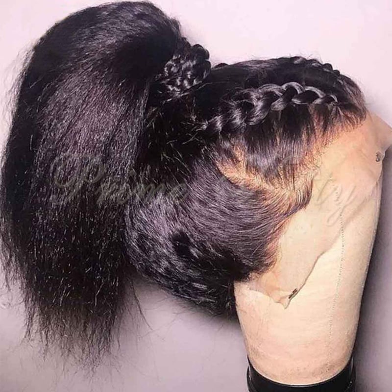 Fereowth 40cm Afro Straight Valódi Hajparóka Nőknek, 180% Sűrűség, Fekete