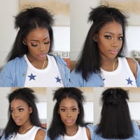 Fereowth 40cm Afro Straight Valódi Hajparóka Nőknek, 180% Sűrűség, Fekete 8