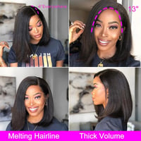 Fereowth 40cm Afro Straight Valódi Hajparóka Nőknek, 180% Sűrűség, Fekete 3