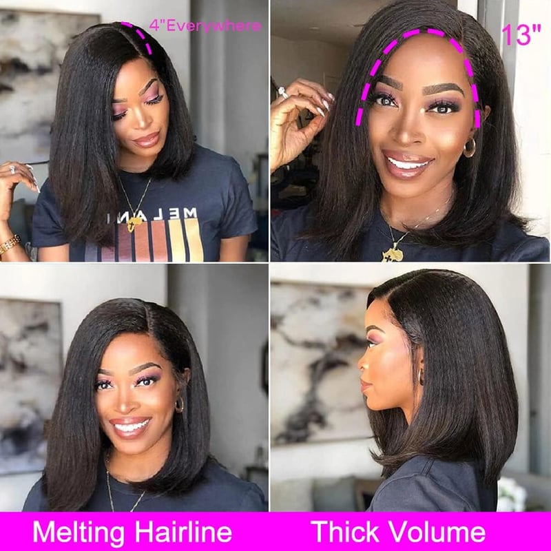 Fereowth 40cm Afro Straight Valódi Hajparóka Nőknek, 180% Sűrűség, Fekete