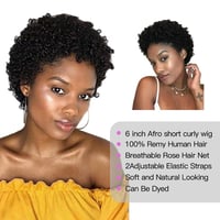 Fereowth Afro Rövid Göndör Női Paróka Természetes Brazíliai Emberi Haj Fekete 5