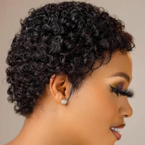 Fereowth Afro Rövid Göndör Női Paróka Természetes Brazíliai Emberi Haj Fekete
