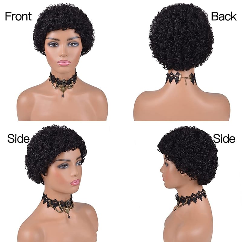 Fereowth Afro Rövid Göndör Női Paróka Természetes Brazíliai Emberi Haj Fekete