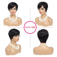 Fereowth Pixie Cut Valódi Hajból Készült Paróka Fekete Női Rövid Haj Frufruval 2