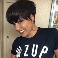 Fereowth Pixie Cut Valódi Hajból Készült Paróka Fekete Női Rövid Haj Frufruval 3