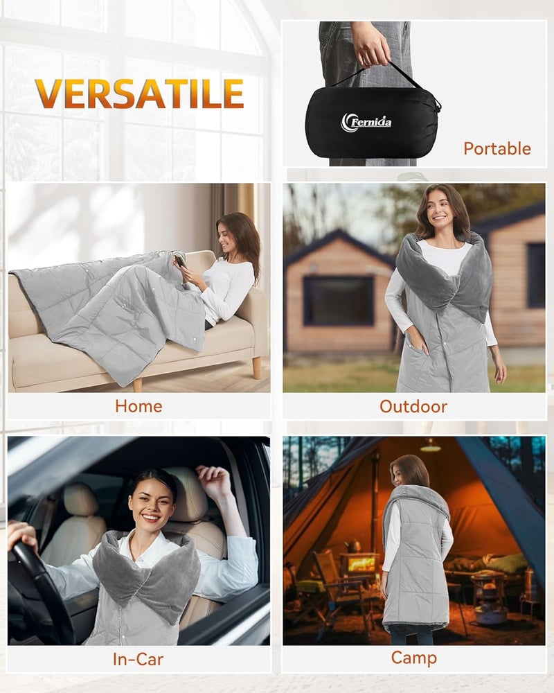 FERNIDA Elektromos Fűtőpárna Vezeték Nélküli 7.4V Akkumulátorral Unisex Szürke - Grau