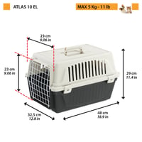 Ferplast ATLAS 10 EL transporter za kućne ljubimce za mačke i male pse do 5 kg, crni, 32,5x48x29 cm, plastična nosiljka 2