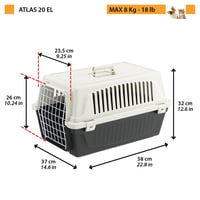 Cușcă de transport Ferplast ATLAS 20 EL pentru pisici și câini de talie mică până la 8 kg, Negru, 37x58x32 cm, cu fante de aerisire 2