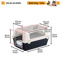 Ferplast Atlas 20 Open macska és kisebb kutya szállítóbox, nyitható tetővel, párnával és tállal, fekete, 37x58x32 cm, max. 8 kg 3