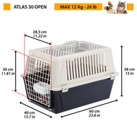 Cușcă de transport pentru animale Ferplast ATLAS 30 OPEN pentru câini și pisici, max. 12 kg, cu plafon care se deschide, pernă și bol, 40x60x38 cm 3
