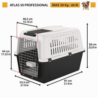 Prepravka pre stredne veľké a veľké psy Ferplast Atlas 50, bezpečnostný zámok, vetracie mriežky, s miskou na kŕmenie, 55,5 x 81 x 60 cm 4