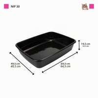 Otvorená toaleta pre mačky Ferplast NIP 30 XXL, s vysokým okrajom - čierna - 64,5x49,5x14,5 cm 3