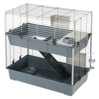 Cușcă pentru iepuri și cobai Ferplast Rabbit 100 Double, pe două niveluri, cu accesorii, metal negru și plastic, 95x57x93,5 cm 1
