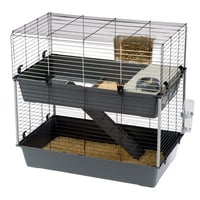 Cușcă pentru iepuri și cobai Ferplast Rabbit 100 Double, pe două niveluri, cu accesorii, metal negru și plastic, 95x57x93,5 cm 3