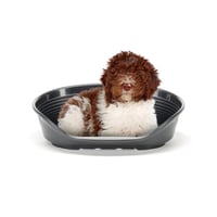 Culcuș din plastic pentru câini și pisici Ferplast Siesta Deluxe – Pentru animale de companie de talie medie, lavabil, antiderapant, respirabil, 82x60x25 cm, negru 1