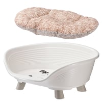 Zvýšený pelech pre psov a mačky Ferplast Throne s bavlneným vankúšom, umývateľný, priedušný, protišmykový, biely, 61,5 x 45 x 26 cm 5
