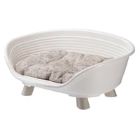 Zvýšený pelech pre psov a mačky Ferplast Throne s bavlneným vankúšom, umývateľný, priedušný, protišmykový, biely, 61,5 x 45 x 26 cm 4