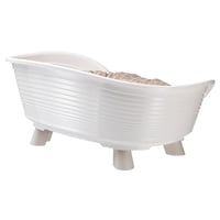 Zvýšený pelech pre psov a mačky Ferplast Throne s bavlneným vankúšom, umývateľný, priedušný, protišmykový, biely, 61,5 x 45 x 26 cm 6