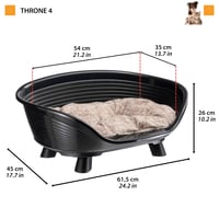 Zvýšený pelech pre psov a mačky Ferplast Throne s bavlneným vankúšom, umývateľný, priedušný, protišmykový, biely, 61,5 x 45 x 26 cm 2