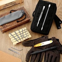 Set ace de cusut și croșetat FID din oțel inoxidabil Ferraycle pentru paracord și piele, cu instrument de netezire a nodurilor negru 7