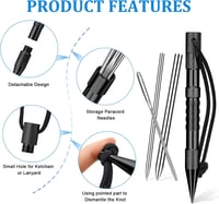 Set ace de cusut și croșetat FID din oțel inoxidabil Ferraycle pentru paracord și piele, cu instrument de netezire a nodurilor negru 4