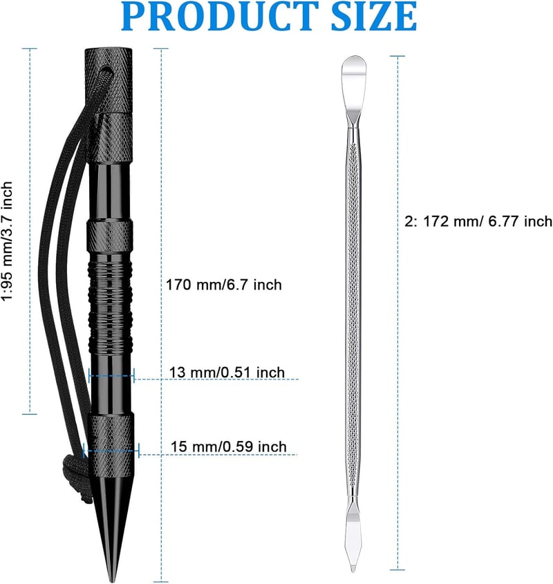 Set ace de cusut și croșetat FID din oțel inoxidabil Ferraycle pentru paracord și piele, cu instrument de netezire a nodurilor negru